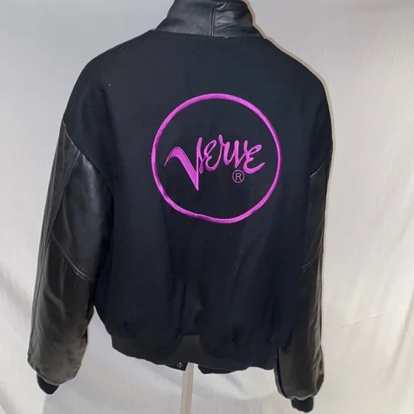 Rare “VERVE” Varsity Style Leather Jacket -Sz. XL - Picture 5 of 13